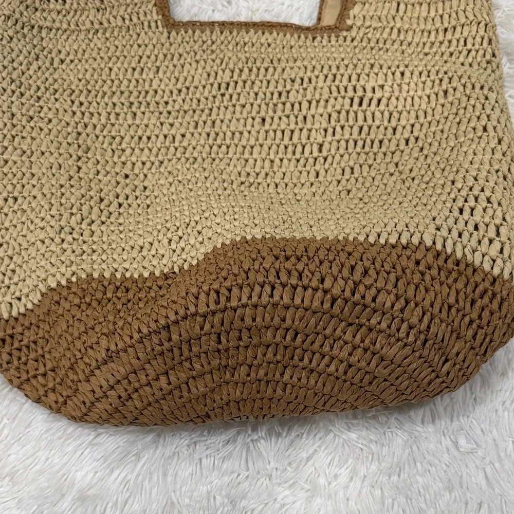 Style & Co. Two-Tone Woven Straw Tote - Natural & Brown